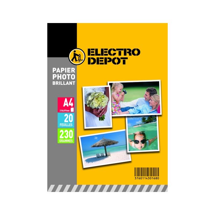 Papel fotográfico A4 ELECTRO DEPOT Paquete 20 hojas