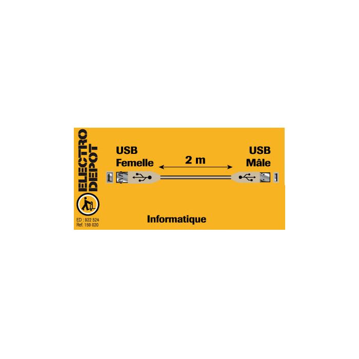 Cable Electro Dépôt alargador AA M/F 2 m
