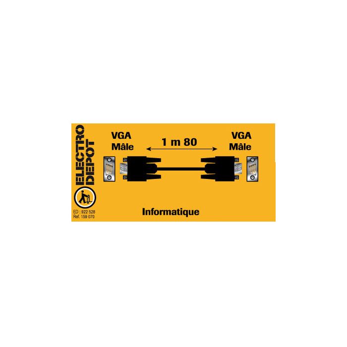Cable vga ELECTRO DÉPÔT VGA M/M 1,80m blindado