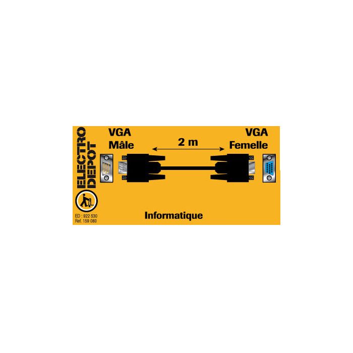 Cable vga ELECTRO DÉPÔT VGA M/F 2m blindado