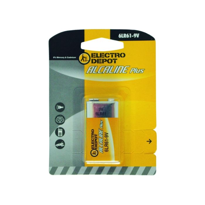 Pack pila ELECTRO DEPOT Alcaline Plus 9V - 6LR61