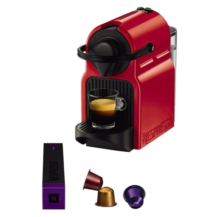 Cafetera de cápsulas KRUPS NESPRESSO Inissia XN1005 rojo + 14 cápsulas de regalo