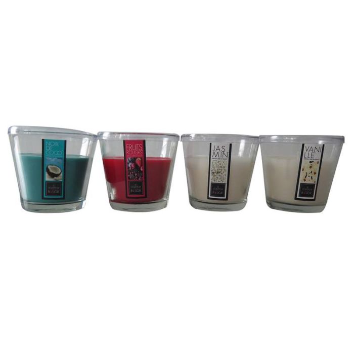 Vela perfumada vaso cristal 13cm colores surtidos