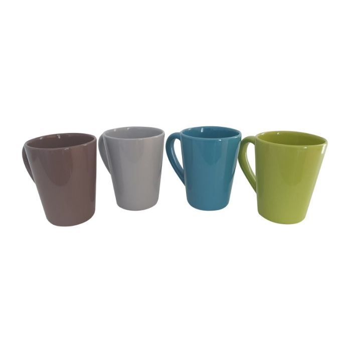 Taza cónica mug de desayuno 300ml decorada colores surtidos