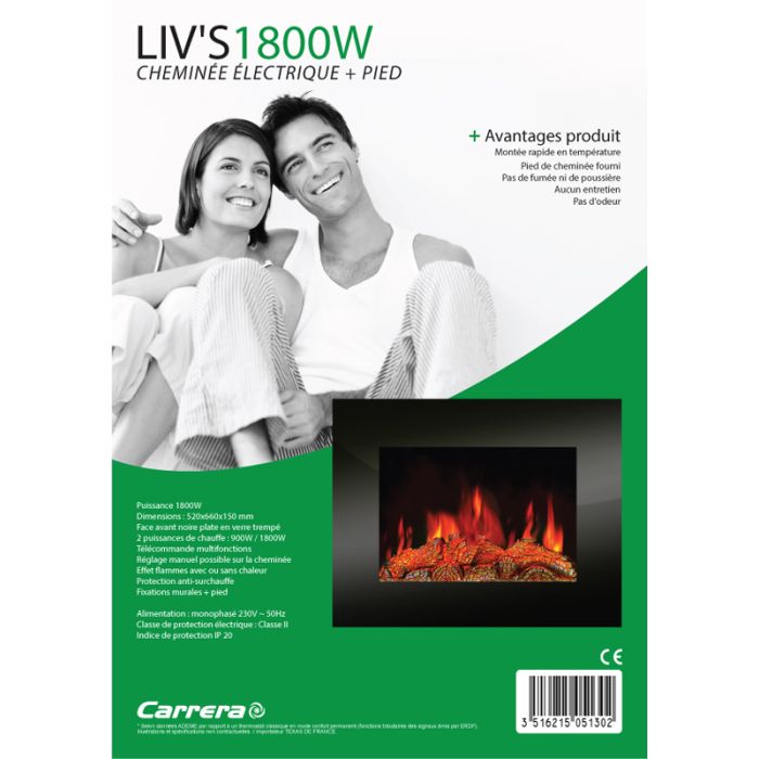 Chimenea eléctrica CARRERA LIV'S 1800W