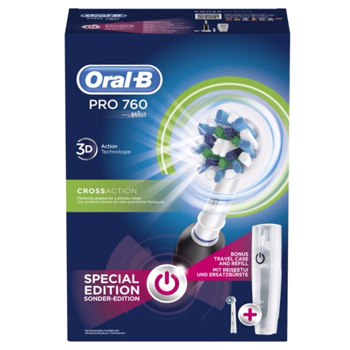 Cepillo de dientes ORAL-B PRO 760 CrossAction 3D con estuche y 2 recambios