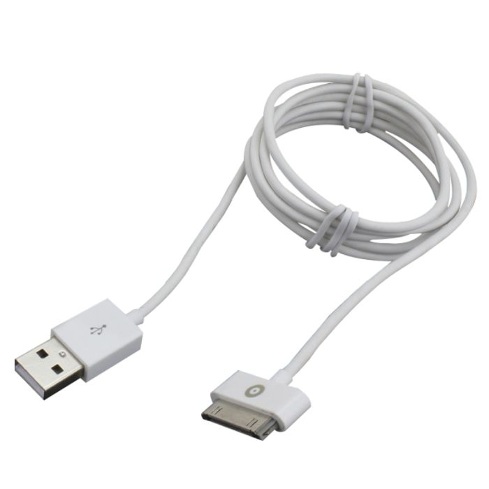Cable de carga y sincronización MUVIT 1m 2A 30pin iphone 4 blanco