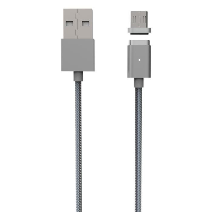 Cable sincornizac/carga ON.EARZ magn 1,2m 2,4A m-USB gris