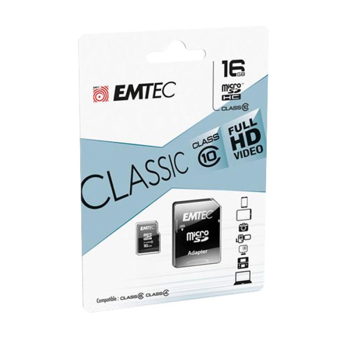 Tarjeta Micro SD EMTEC 16Gb C10 + adaptador