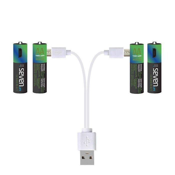 Pack 4 pilas AA/LR06 recargables por micro USB SEVENLIFE 