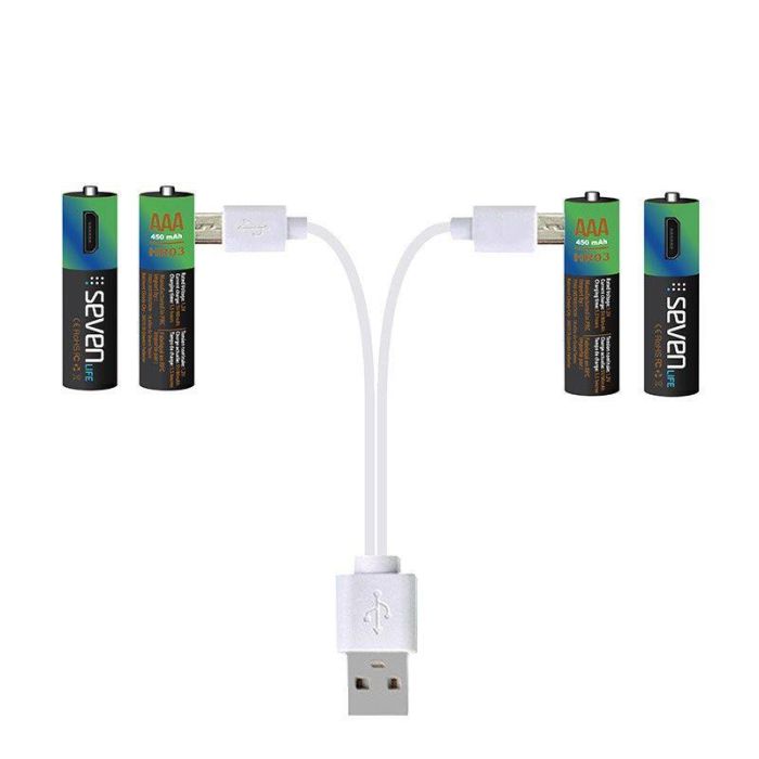 Pack 4 pilas AAA/LR03 recargables por micro USB SEVENLIFE 