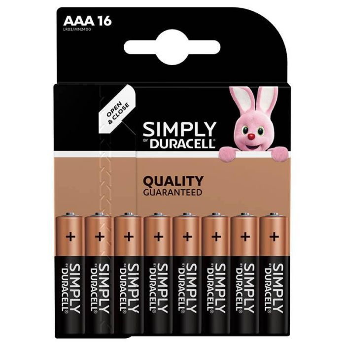 Pack pilas DURACELL Simply LR03 AAA x 16 uds