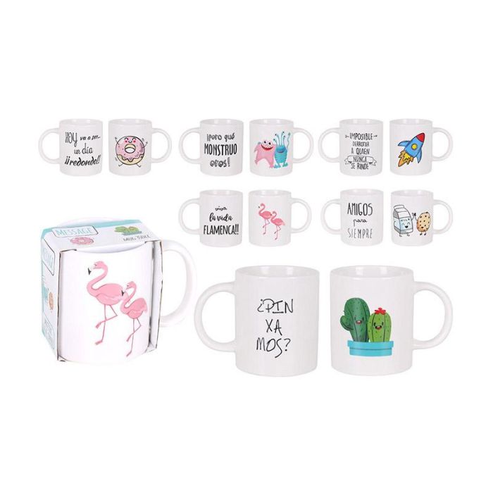 Taza mug de desayuno 350ml decorada modelos surtidos