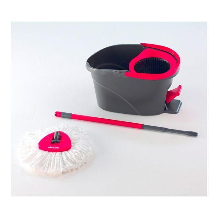 Kit fregona c/palo telescópico + cubo escurridor VILEDA clean&wring