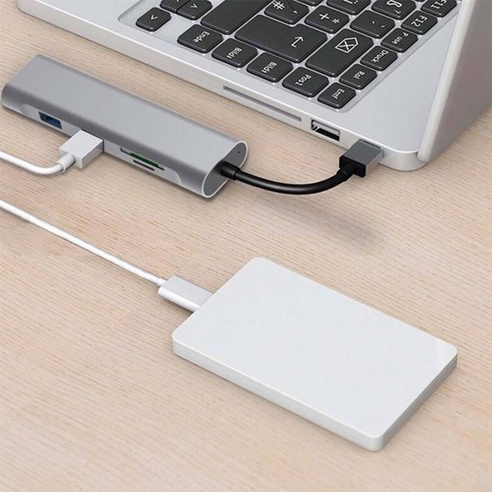 Adaptador 5 en 1 CONNECTLAND USB tipo C a USB 3.0 x 3 PUERTOS + SD + TF