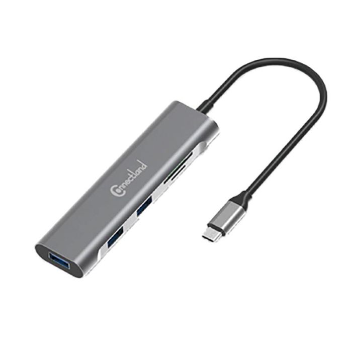 Adaptador 5 en 1 CONNECTLAND USB tipo C a USB 3.0 x 3 PUERTOS + SD + TF