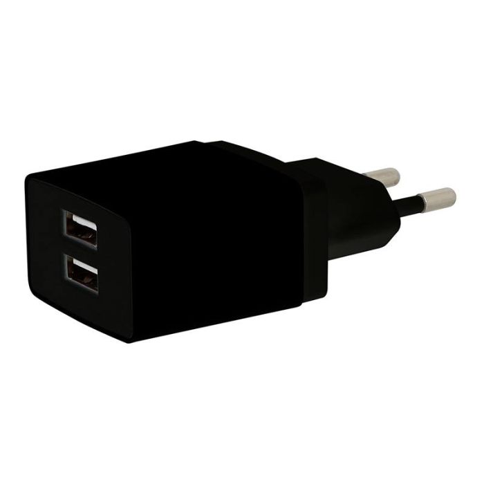 Cargador de red FUJIONKYO 2 USBs 2,4A negro
