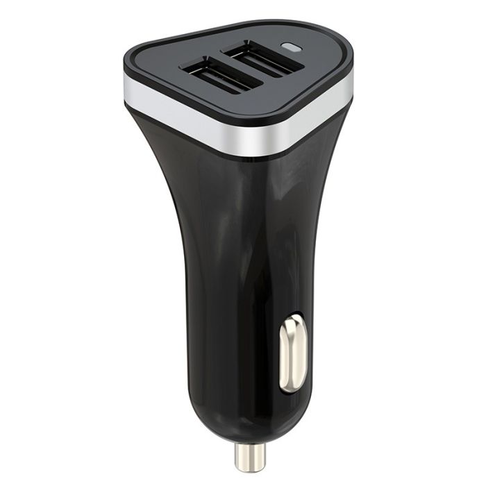 Adaptador mechero coche EDENWOOD a 2 USBs + soporte de ventosa para teléfono negro