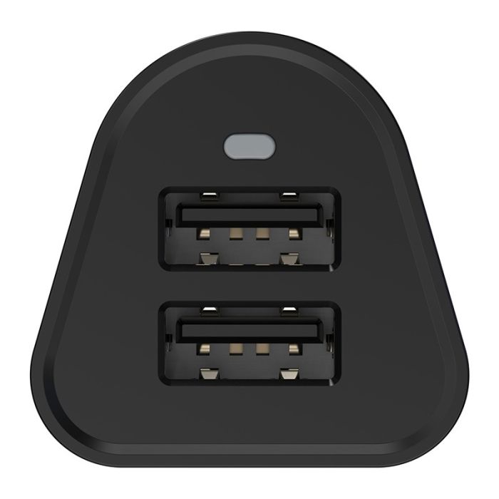 Adaptador mechero coche EDENWOOD a 2 USBs + soporte de ventosa para teléfono negro