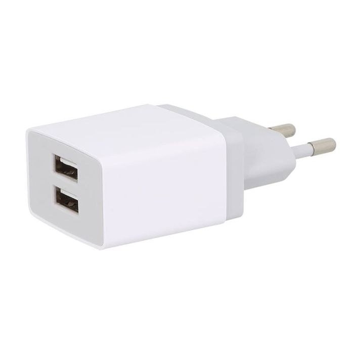 Cargador de red FUJIONKYO a 2 USBs 2,4A blanco