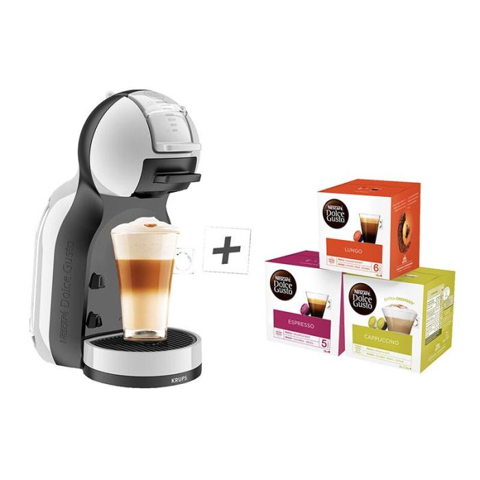 Cafetera de cápsulas KRUPS DOLCE GUSTO Mini Me YY4567FD gris antracita + 3 cajas de café