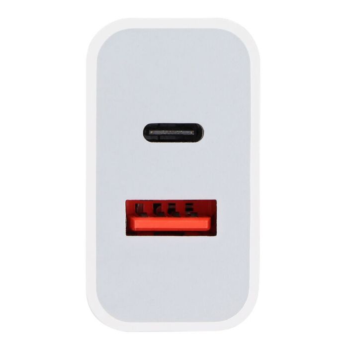 Cargador de red FUJIONKYO 2 puertos USB A y USB tipo C carga rápida blanco