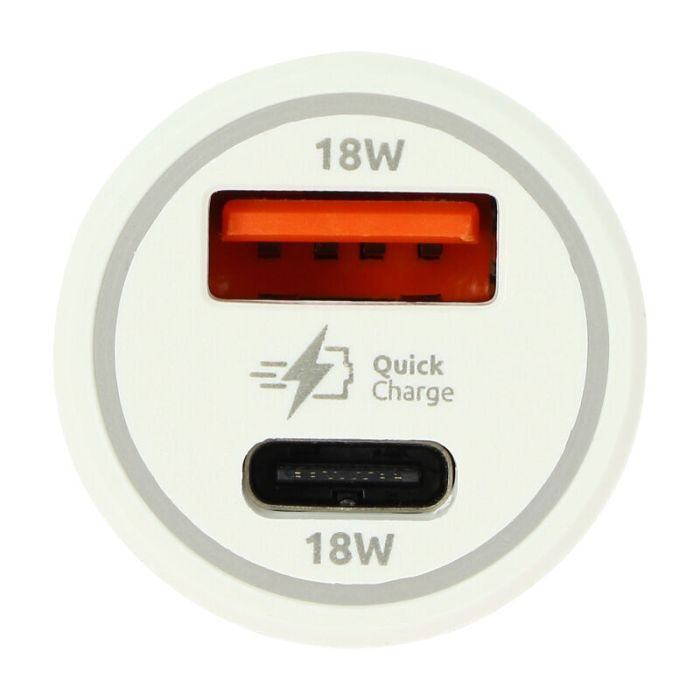 Adaptador mechero coche FUJIONKYO 2 puertos USB A y USB tipo C carga rápida blanco