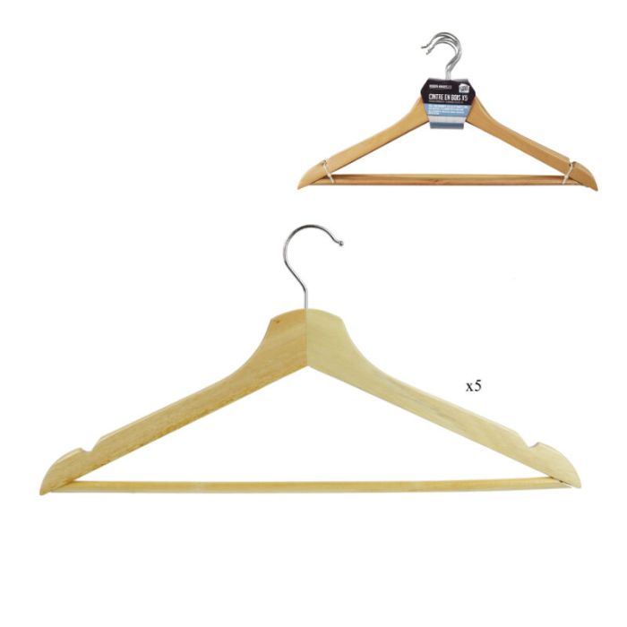 Pack 5 perchas de madera