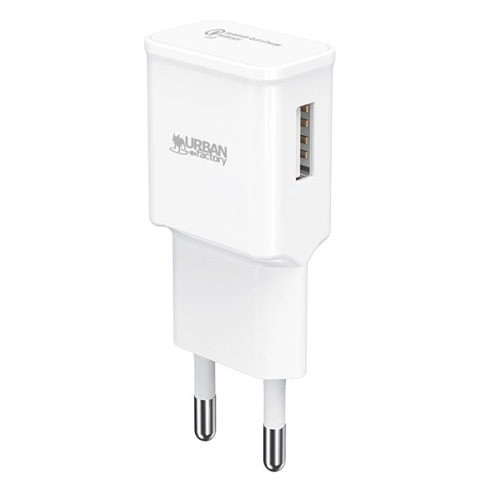 Cargador de red URBAN FACTORY 1 USB 3A carga rápida blanco