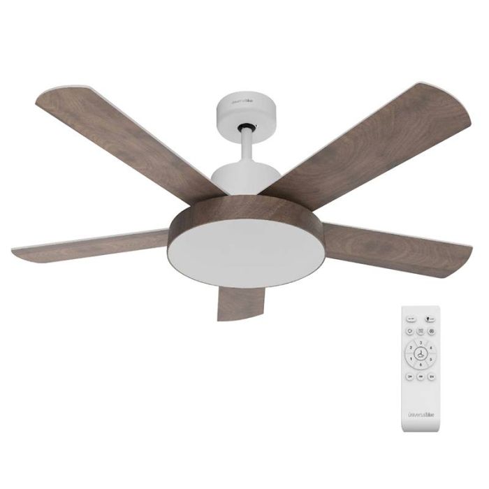 Ventilador de techo UNIVERSALBLUE Levante 4048W 5 aspas blanco/madera 122 cm.