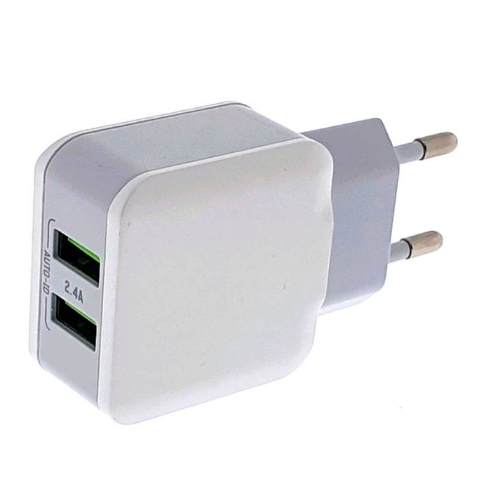 Cargador de red EUROBRIC 2 USBs 2,4A blanco