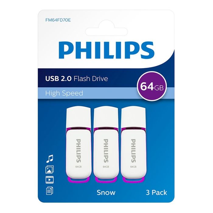 Pack de 3 Memorias USB PHILIPS 64Gb