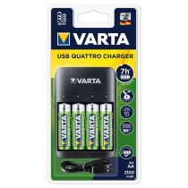 Cargador USB VARTA + 4 pilas recargables AA LR06 2.100 mAh