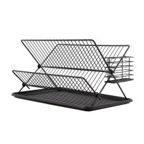 Escurridor de platos COSYLIFE plegable metal negro + bandeja