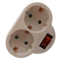 Adaptador 2 tomas frontal EUROBRIC 16a + interruptor blanco Adaptador 2 tomas frontal EUROBRIC 16a + interruptor blanco