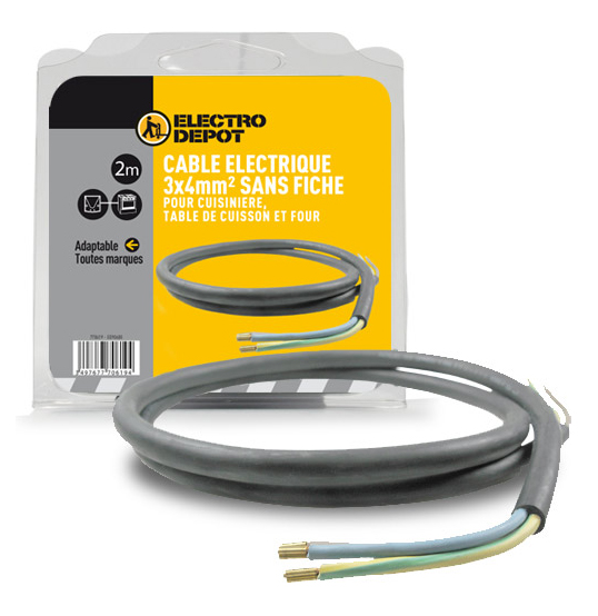 Cable eléctrico para conexión de placas de cocina
