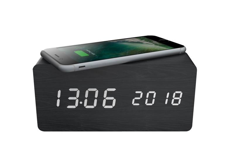 radio despertador r-music wood black carga móvil por inducción