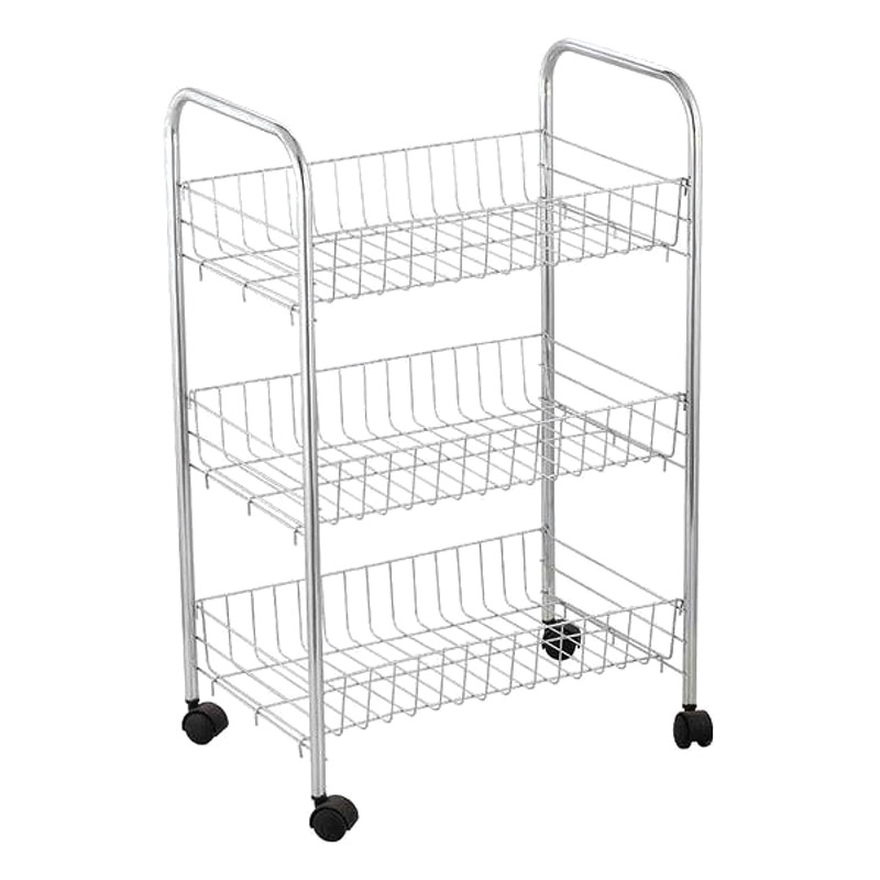 carrito verdulero de metal cromo confortime 3 pisos 40x26x62 cm