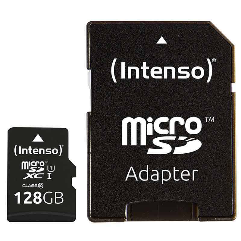 tarjeta microsd intenso 128gb clase 10 + adaptador