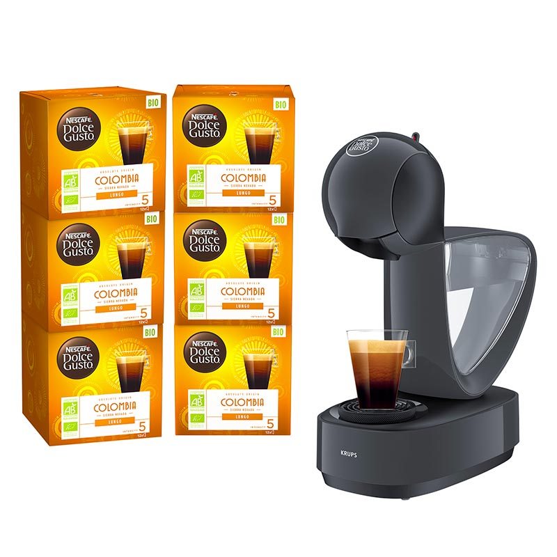 cafetera de cápsulas krups dolce gusto infinissima yy4345fd + 6 cajas de cápsulas
