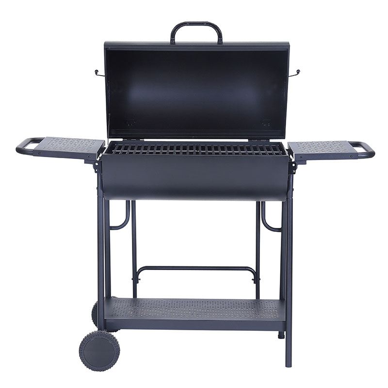 barbacoa de carbón cosylife cl-7244 doble barril apertura 180o