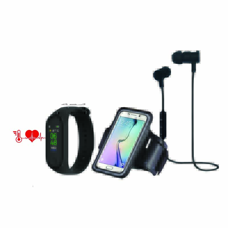 pack pulsera de actividad blaupunkt con auriculares y bolsa