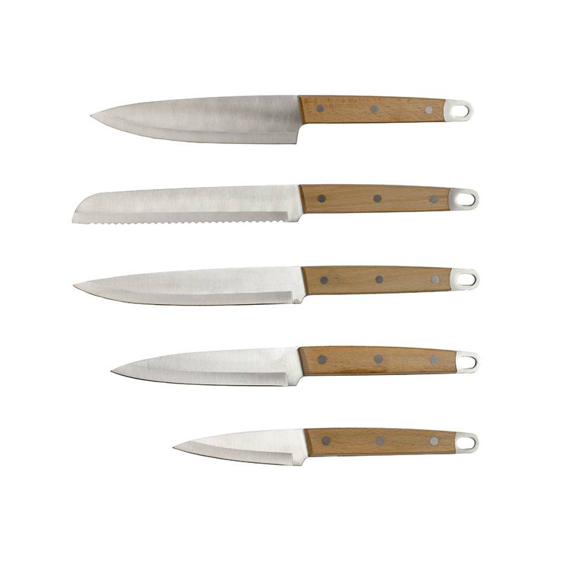 Set de 5 cuchillos LIVOO MEC129 acero inoxidable y madera