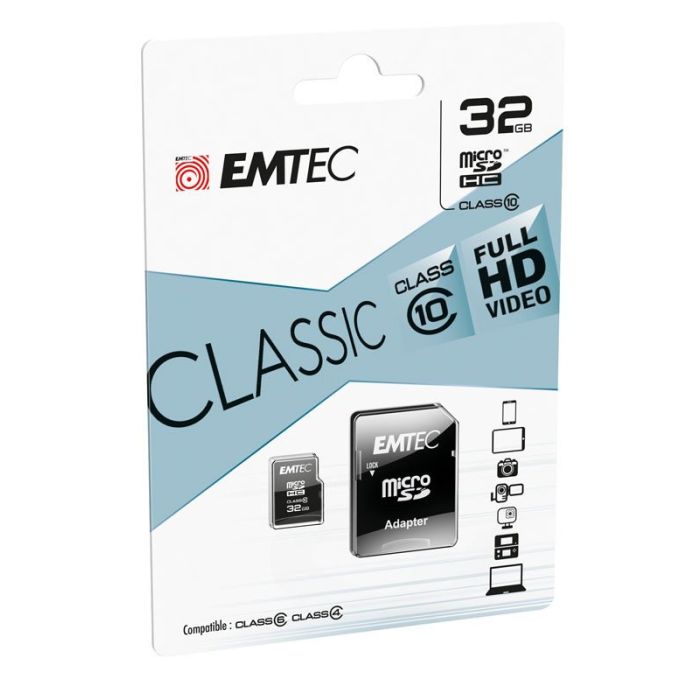 Tarjeta Micro SD EMTEC 32Gb C10 + adaptador