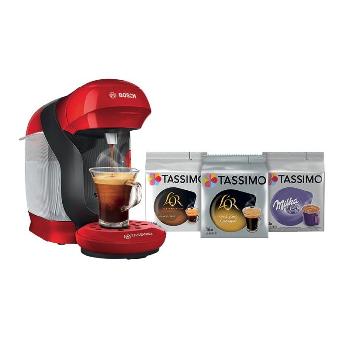 Cafetera de cápsulas BOSCH TASSIMO TAS1103C3 Happy + 3 cajas de café -  Electro Dépôt