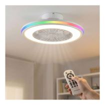 INNOVAGOODS Ventilador de Techo con Luz LED , aspas integradas, Motor DC Silencioso 6 Velocidades Blanco y RGB
