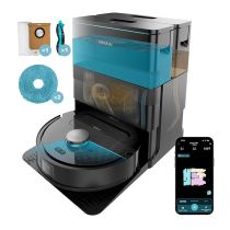 Cecotec Robot Aspirador y Friegasuelos con Base Autovaciado Conga X50. Motor de Succión 15000Pa, Base 4 en 1, Tecnología Láser