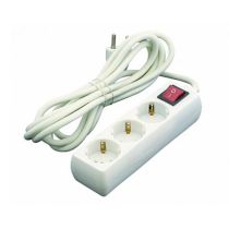 Base múltiple 3 tomas con interruptor BLANCO. 16a y 1,5m cable 3g1.5
