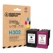 Cartucho de tinta negra y color HP H 302 compatible con ELECTRO DEPOT