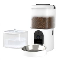 Dispensador de croquetas para mascotas PAWZZ 4,5L + Fuente de agua de 2,5 L